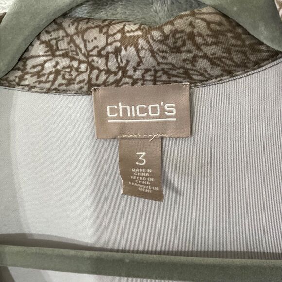 Chico’s Blazer Jacket Size XL Geometric abstract Print Open Front Knit Career - Picture 3 of 12